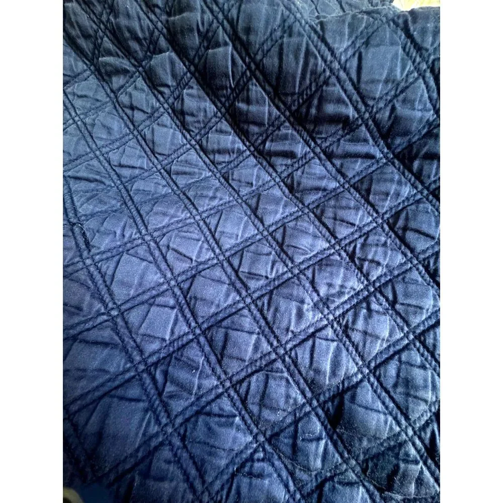 Hudson Park Double Diamond Coverlet Full Queen Navy Blue Quilted Pima Cotton